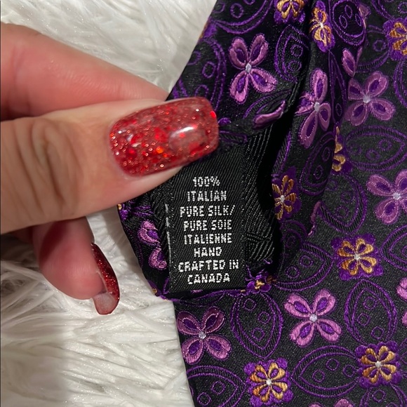 DION Collection Deep Purple Geometric Pattern tie - Picture 10 of 11